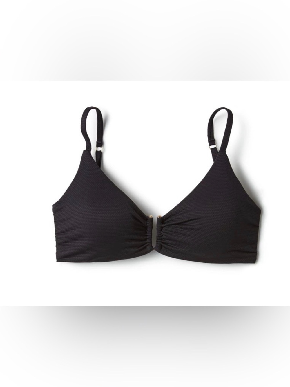 Maxswim Jules Textured Underwire Bikini Top 38DD/E Black Pique Gold Hardware